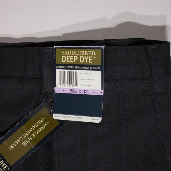 NWT Saddlebred 100% Cotton Pleated Cuffed Black Pants Men Size 38x32 (A6) - Picture 7 of 10